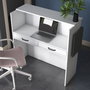 Hanah Home MA102 - 2929 Mesa de Recepción, Blanco y Mármol, 110 cm Ancho x 110 cm Alto x 40 cm Fondo
